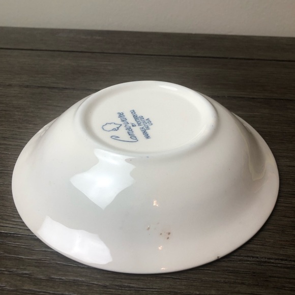 3 Blue Round Dessert Bowl by Cameoware Dainty Flower Swirl Shell Harker Pottery - Picture 5 of 5